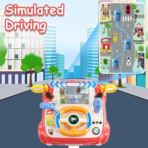 لعبة عجلة القيادة للأطفال، لعبة سيارة الأطفال الموسيقية للأطفال الصغار، عمر 1-2-3 سنوات، محاكاة التعلم التفاعلي، لعبة مقعد السيارة، تطور المهارات الحركية الدقيقة لعمر 1 2 3 سنوات من الأولاد والبنات in Kuwait