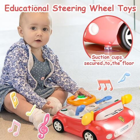 لعبة عجلة القيادة للأطفال، لعبة سيارة الأطفال الموسيقية للأطفال الصغار، عمر 1-2-3 سنوات، محاكاة التعلم التفاعلي، لعبة مقعد السيارة، تطور المهارات الحركية الدقيقة لعمر 1 2 3 سنوات من الأولاد والبنات in Kuwait