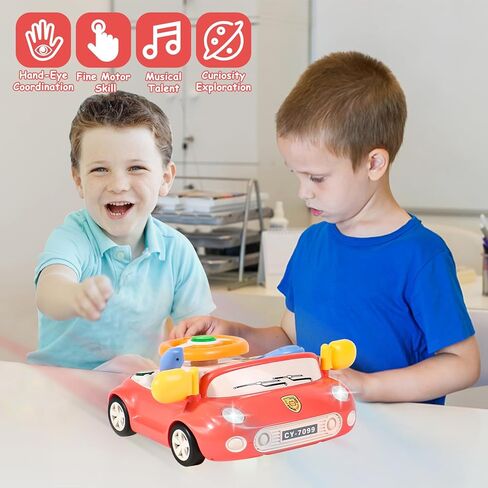 لعبة عجلة القيادة للأطفال، لعبة سيارة الأطفال الموسيقية للأطفال الصغار، عمر 1-2-3 سنوات، محاكاة التعلم التفاعلي، لعبة مقعد السيارة، تطور المهارات الحركية الدقيقة لعمر 1 2 3 سنوات من الأولاد والبنات in Kuwait