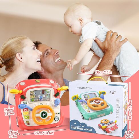 لعبة عجلة القيادة للأطفال، لعبة سيارة الأطفال الموسيقية للأطفال الصغار، عمر 1-2-3 سنوات، محاكاة التعلم التفاعلي، لعبة مقعد السيارة، تطور المهارات الحركية الدقيقة لعمر 1 2 3 سنوات من الأولاد والبنات in Kuwait