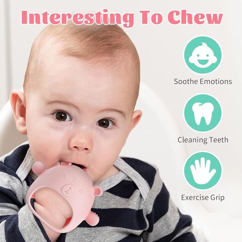 NiBaby Silicone Baby Mitten Teething Chew Toy for Babies 0-6 Months 6-12 Months, Anti-Drop Teether Glove BPA-Free for Girls and Boys Sucking Biting Needs Soothing Gums Pain Relief (Blue) in Kuwait