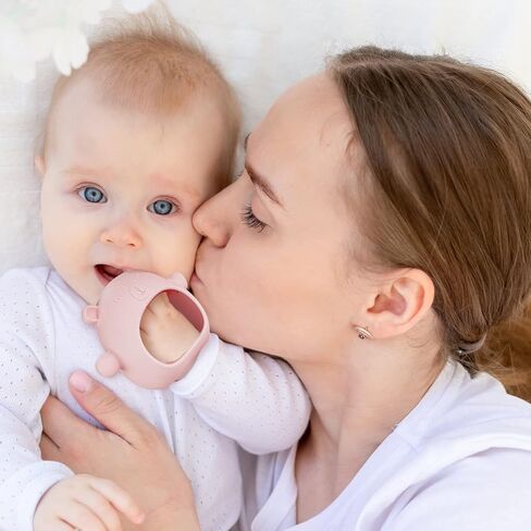 NiBaby Silicone Baby Mitten Teething Chew Toy for Babies 0-6 Months 6-12 Months, Anti-Drop Teether Glove BPA-Free for Girls and Boys Sucking Biting Needs Soothing Gums Pain Relief (Blue) in Kuwait