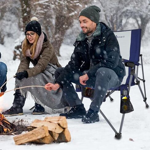 كرسي تخييم مُدفأ مع حزمة بطارية 12 فولت 16000 مللي أمبير في الساعة، كراسي محمولة قابلة للتدفئة للرياضات الخارجية للبالغين، مقعد دافئ للتخييم والنزهات والشاطئ (5 جيوب وحقيبة سفر) in Kuwait