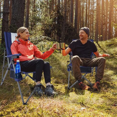 كرسي تخييم مُدفأ مع حزمة بطارية 12 فولت 16000 مللي أمبير في الساعة، كراسي محمولة قابلة للتدفئة للرياضات الخارجية للبالغين، مقعد دافئ للتخييم والنزهات والشاطئ (5 جيوب وحقيبة سفر) in Kuwait