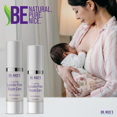 Dr. Nice's Moisturizing Gel - Lanolin-Free Nipple Cream for Breastfeeding - Nursing Essentials With Instant Cooling Relief for Sore Nipples - Water-Based Moisturizer Safe for Mom & Baby - (.34 Fl. Oz) in Saudi Arabia