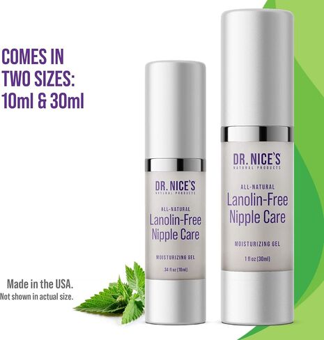 Dr. Nice's Moisturizing Gel - Lanolin-Free Nipple Cream for Breastfeeding - Nursing Essentials With Instant Cooling Relief for Sore Nipples - Water-Based Moisturizer Safe for Mom & Baby - (.34 Fl. Oz) in Saudi Arabia