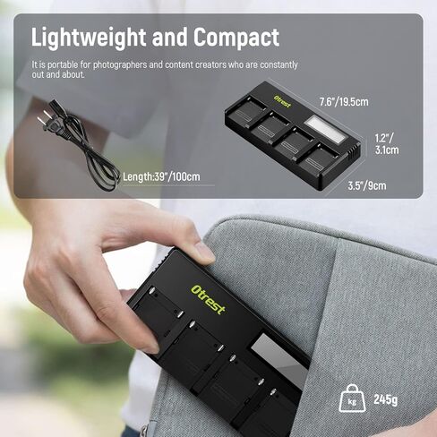 شاحن بطارية OTREST DF-F970 4 قنوات NP-F مع شاشة LCD ومحول طاقة متوافق مع Sony NP-F550 F570 F750 F770 F930 F950 F960 F970 FM50 FM500H QM71 QM91 QM71D QM91D in Kuwait