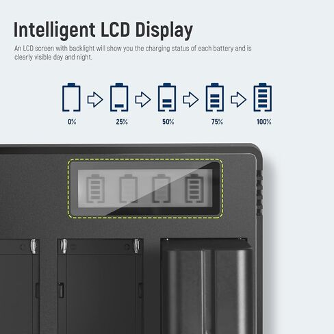 شاحن بطارية OTREST DF-F970 4 قنوات NP-F مع شاشة LCD ومحول طاقة متوافق مع Sony NP-F550 F570 F750 F770 F930 F950 F960 F970 FM50 FM500H QM71 QM91 QM71D QM91D in Kuwait