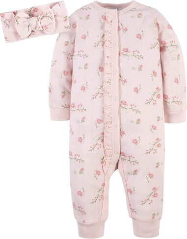 Gerber baby-girls 4-piece Coveralls & Headband Sets in Saudi Arabia