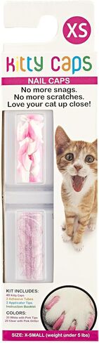 Kitty Caps Nail Caps for Cats | Safe, Stylish & Humane Alternative to Declawing | Covers Cat Claws, Stops Snags and Scratches, Assorted Colors, X-Small (Under 5 lbs), Clear in Kuwait