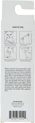 Kitty Caps Nail Caps for Cats | Safe, Stylish & Humane Alternative to Declawing | Covers Cat Claws, Stops Snags and Scratches, Assorted Colors, X-Small (Under 5 lbs), Clear in Kuwait