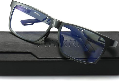 نظارات ANRRI الزرقاء لحجب الضوء للرجال، نظارات كمبيوتر بإطار معدني عصري مع فلتر للضوء الأزرق in Kuwait