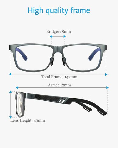 نظارات ANRRI الزرقاء لحجب الضوء للرجال، نظارات كمبيوتر بإطار معدني عصري مع فلتر للضوء الأزرق in Kuwait