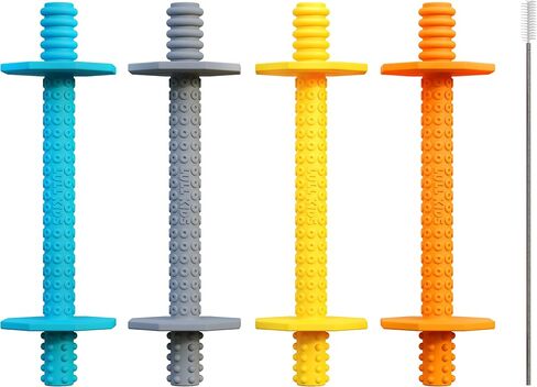 Hollow Teething Tubes - Baby Teething Toys for Babies 6+ Months, Teething Toys for Babies 6-12 Months - Baby Teether, Teething Straws, Teething Sticks (Autumn) in Saudi Arabia