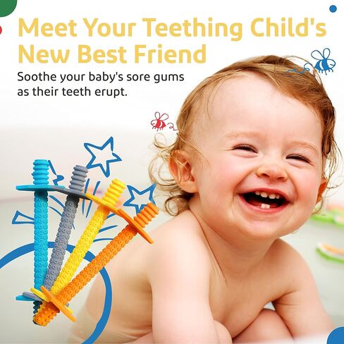 Hollow Teething Tubes - Baby Teething Toys for Babies 6+ Months, Teething Toys for Babies 6-12 Months - Baby Teether, Teething Straws, Teething Sticks (Autumn) in Saudi Arabia