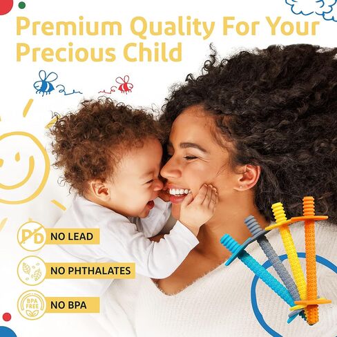 Hollow Teething Tubes - Baby Teething Toys for Babies 6+ Months, Teething Toys for Babies 6-12 Months - Baby Teether, Teething Straws, Teething Sticks (Autumn) in Saudi Arabia