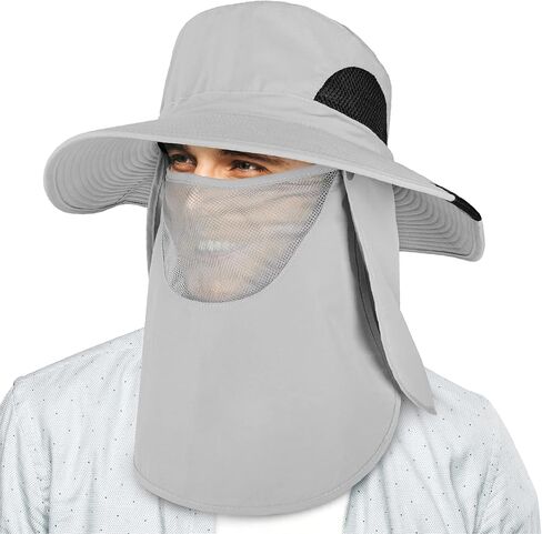 SUN CUBE Fishing Hat for Men with UV Sun Protection Wide Brim, Face Cover, Neck Flap - Hiking Safari Outdoor UPF50+ in Saudi Arabia