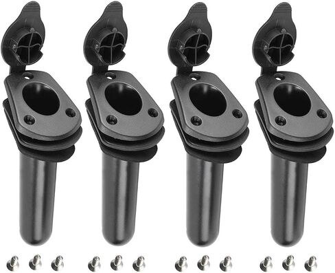 NovelBee 4 Pack of Kayak Deck Plastic Flush Mount Fishing Boat Rod Holders with Cap Cover,Gasket and Mounting Screws in Saudi Arabia