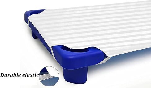 Cot Sheets for Toddler and Preschool - Daycare/Pre-School Cot Sheet - Corner Elastic Loops - Cot Bed Fitted Sheet - 100% Cotton Surface Pack of 6 (22" W X 52" L) - Light Grey Stripe in Kuwait