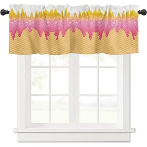 Honeypot Valance for Kitchen Window, Blackout Window Curtains for Kitchen Living Room Bedroom, Honey Bee Short Window Valance for Bathroom, Decorative Rod Pocket Short Window Valance, 54" W x 18" L