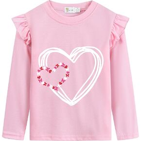 Valentine's Day Shirt for Girls Love Graphic T-Shirts Cute Butterfly Heart Print Tee Valentine Gift Tees Tops 2-8 Years in Kuwait