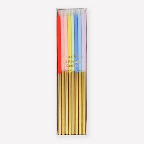 Meri Meri Gold Dipped Rainbow Mix Candles (Pack of 16) in Saudi Arabia