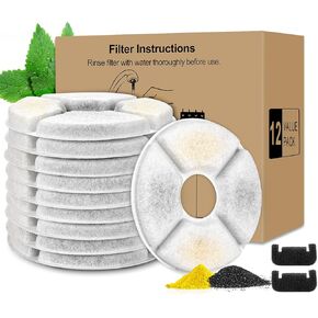 مرشحات بديلة لنافورة مياه القطط من أون بتس لأعلى، مربع 2.5 لتر، نافورة الحيوانات الأليفة الآلية 3 نظام ترشيح للحيوانات الأليفة، 8 عبوات و4 إسفنجات مسبقة الفلتر in Kuwait