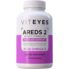 Viteyes AREDS 2 + Omega-3 Macular Health Formula Softgels, Triple strength Omega-3 (650 mg EPA, 350 mg DHA), Eye Health Vitamin for Vision Protection, 90 Softgels in Kuwait
