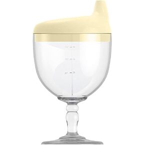 KFT Toddler Sippy Cup - Plastic Wine Glass Goblet Beverage Mug Milk Bottle with Lid for Kids on Birthday Party Celebration