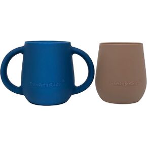 | Teenie Tiny™ Silicone Developmental Baby-Led Weaning Drinking Cups (2 pack) (Warm Taupe and Blue Fusion) in Saudi Arabia