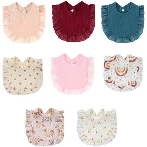 ILELAND 8-PACK Muslin Baby Bibs for Infant, Newborn, Toddlers, Perfect for Teething, Drooling, Bibs for Baby Boy & Girl