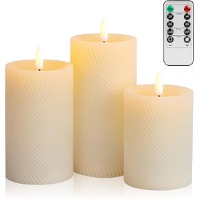 LED Pillar Candle Small - 4 inches Flickering Flameless Candles with Remote, Real Wax Battery Operated Candles with Timer, Ivory Fake Candles for Wedding/Party/Christmas Decor, Set of 6 in Saudi Arabia