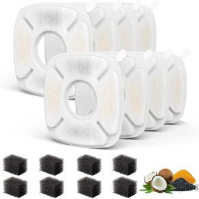 KuangBiao 8-Pack Cat Water Foutain Filters & 8pcs Pre-Filter Sponges Replacement, Compatible with 95oz/2.8L Automatic Pet Fountain Cat Water Fountain Dog Water Dispenser in Kuwait