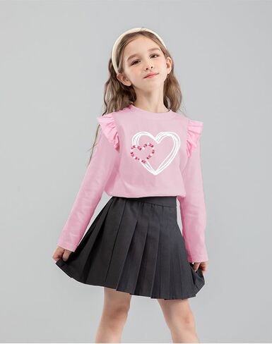 Valentine's Day Shirt for Girls Love Graphic T-Shirts Cute Butterfly Heart Print Tee Valentine Gift Tees Tops 2-8 Years in Kuwait