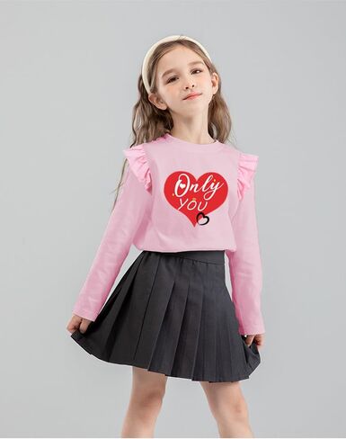 Valentine's Day Shirt for Girls Love Graphic T-Shirts Cute Butterfly Heart Print Tee Valentine Gift Tees Tops 2-8 Years in Saudi Arabia