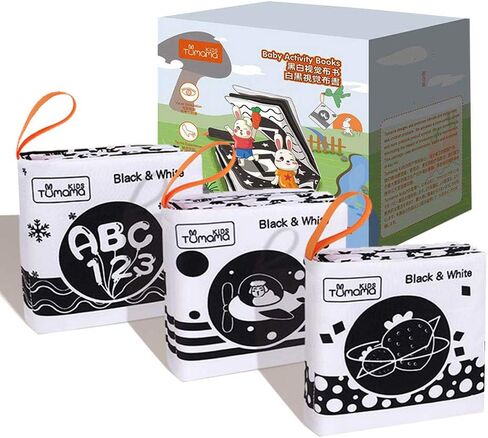 3 كتب باللونين الأبيض والأسود لحديثي الولادة من عمر 0 ​​إلى 12 شهرًا، كتاب ناعم مجعد تفاعلي باللونين الأبيض والأسود عالي التباين للرضع، والتعليم المبكر للطفل من أجل تنمية الدماغ، وأرقام الكتب والحروف والأشكال in Kuwait