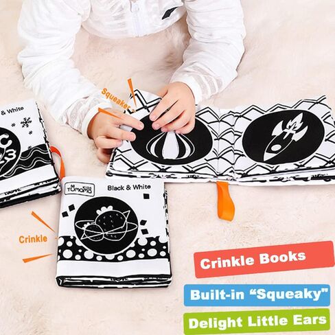 3 كتب باللونين الأبيض والأسود لحديثي الولادة من عمر 0 ​​إلى 12 شهرًا، كتاب ناعم مجعد تفاعلي باللونين الأبيض والأسود عالي التباين للرضع، والتعليم المبكر للطفل من أجل تنمية الدماغ، وأرقام الكتب والحروف والأشكال in Kuwait