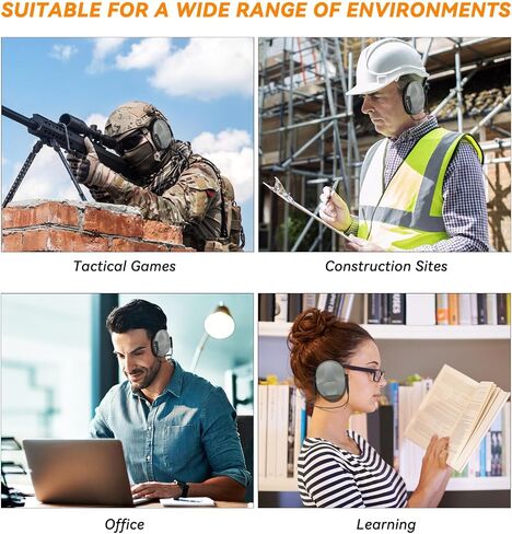 Tactical Shooting Earmuffs,Rear Mounted Noise Cancelling Headphones for Tactical Games, Construction Site, Hunting in Kuwait