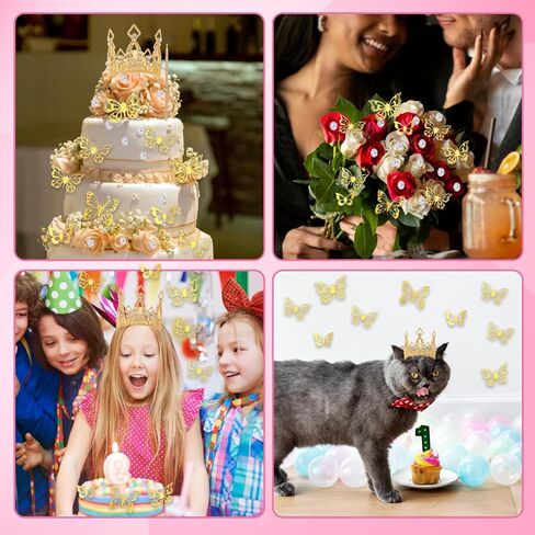 WATHFKCU 152 قطعة من إكسسوارات باقة الزهور ثلاثية الأبعاد لتزيين الفراشة الذهبية تاج صغير تاج باقة صدر دبابيس لؤلؤة دبابيس زهرة باقة إكسسوارات لتزيين حفلات أعياد الميلاد وحفلات الزفاف in Kuwait