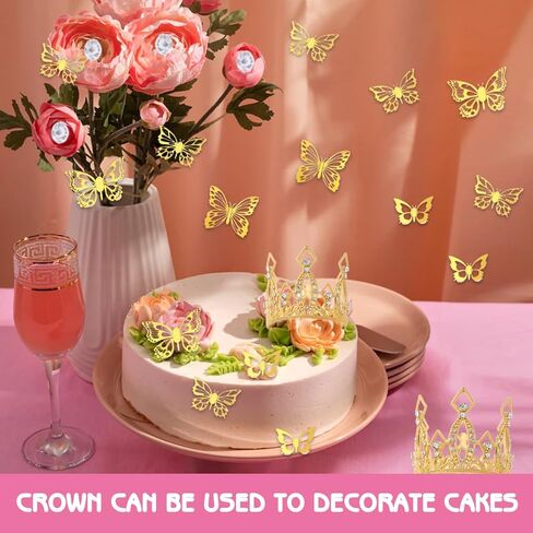 WATHFKCU 152 قطعة من إكسسوارات باقة الزهور ثلاثية الأبعاد لتزيين الفراشة الذهبية تاج صغير تاج باقة صدر دبابيس لؤلؤة دبابيس زهرة باقة إكسسوارات لتزيين حفلات أعياد الميلاد وحفلات الزفاف in Kuwait