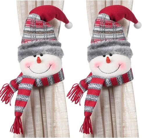 2Pcs Christmas Curtain Buckles Santa Claus Snowman Elk Curtain Tiebacks Xmas Window Decorations Curtain Holdbacks Fastener Buckles Wine Bottle Topper for Home Holiday Decor in Saudi Arabia