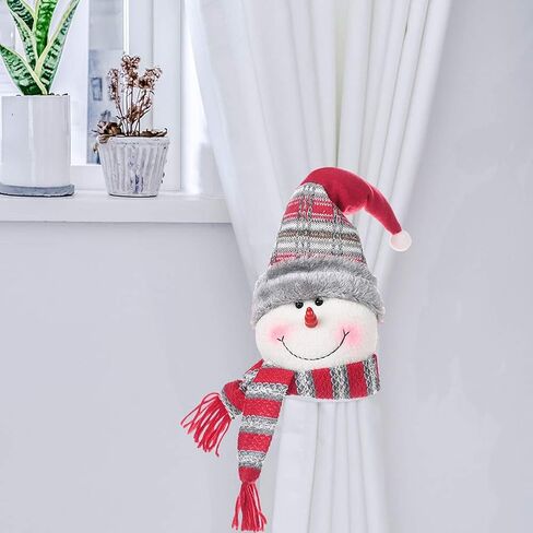 2Pcs Christmas Curtain Buckles Santa Claus Snowman Elk Curtain Tiebacks Xmas Window Decorations Curtain Holdbacks Fastener Buckles Wine Bottle Topper for Home Holiday Decor in Saudi Arabia