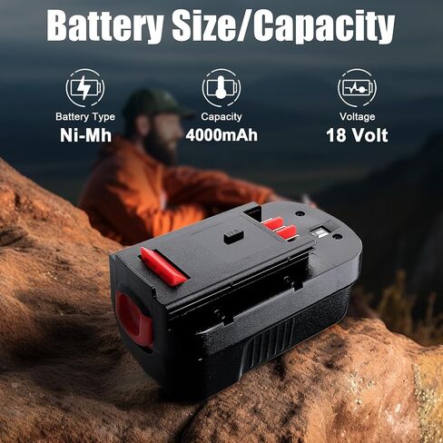 【Upgraded to 4000mAh】2Packs HPB18 Battery Replacement for Black and Decker 18V Battery Compatible with Black and Decker Battery HPB18-OPE 244760-00 A1718 FS18FL FSB18 Firestorm Cordless Power Tools in Saudi Arabia