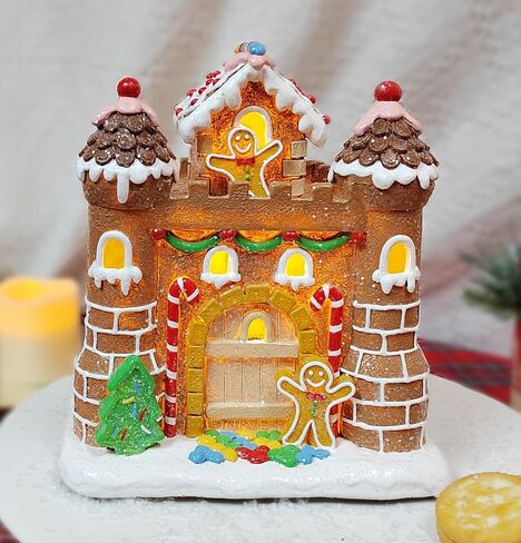 MOMENTS IN TIME 8.3" H Polyresin LED Lighted Christmas Village Gingerbread Castle LED Light up, Battery (not Included) in Saudi Arabia