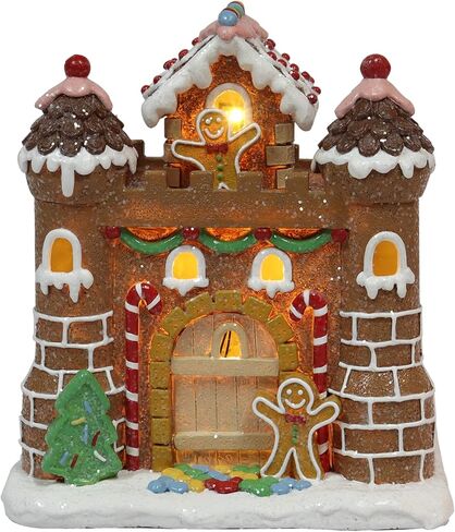 MOMENTS IN TIME 8.3" H Polyresin LED Lighted Christmas Village Gingerbread Castle LED Light up, Battery (not Included) in Saudi Arabia