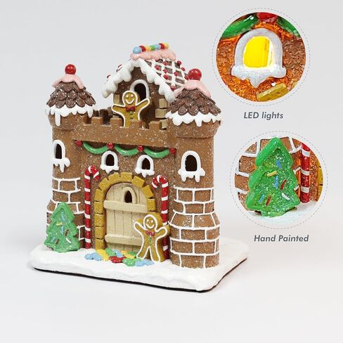 MOMENTS IN TIME 8.3" H Polyresin LED Lighted Christmas Village Gingerbread Castle LED Light up, Battery (not Included) in Saudi Arabia