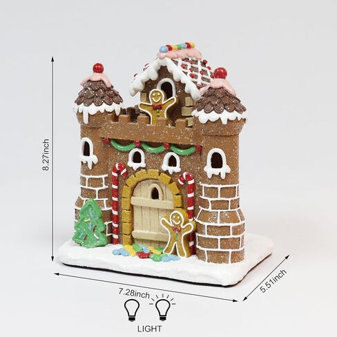 MOMENTS IN TIME 8.3" H Polyresin LED Lighted Christmas Village Gingerbread Castle LED Light up, Battery (not Included) in Saudi Arabia