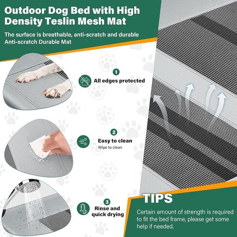 سرير كلاب خارجي من جي اتش جيه جيج، سرير كلاب مرتفع مع مظلة، سرير كلاب محمول مع غطاء قابل للازالة وشنطة حمل اضافية للتخييم او الشاطئ (رمادي داكن) in Kuwait