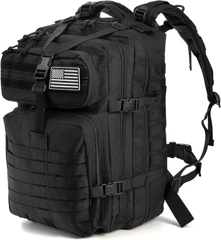 Elsjoy Black Military Tactical Backpack, 45L Large Army Assault Pack 3 Day Survival Backpack, MOLLE Military Backpack Army Rucksack for Men, Outdoor Hiking, Hunting in Saudi Arabia