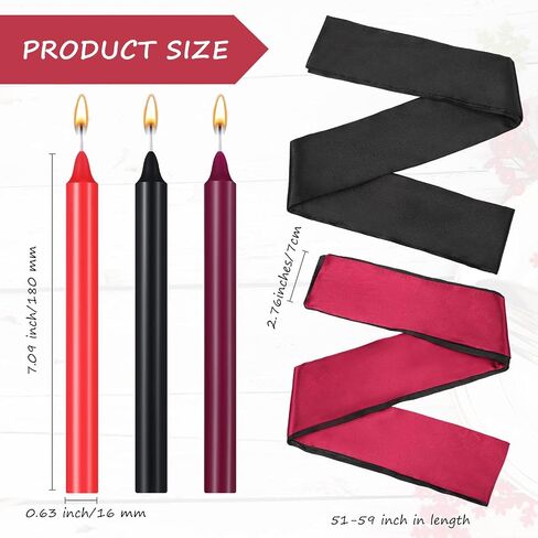 11 Pieces Low Temperature Candles Wax Play Candles Silk Blindfold Satin Eye Mask Romantic Candles Long Thin Drip Candles Silk Blindfolds in Saudi Arabia